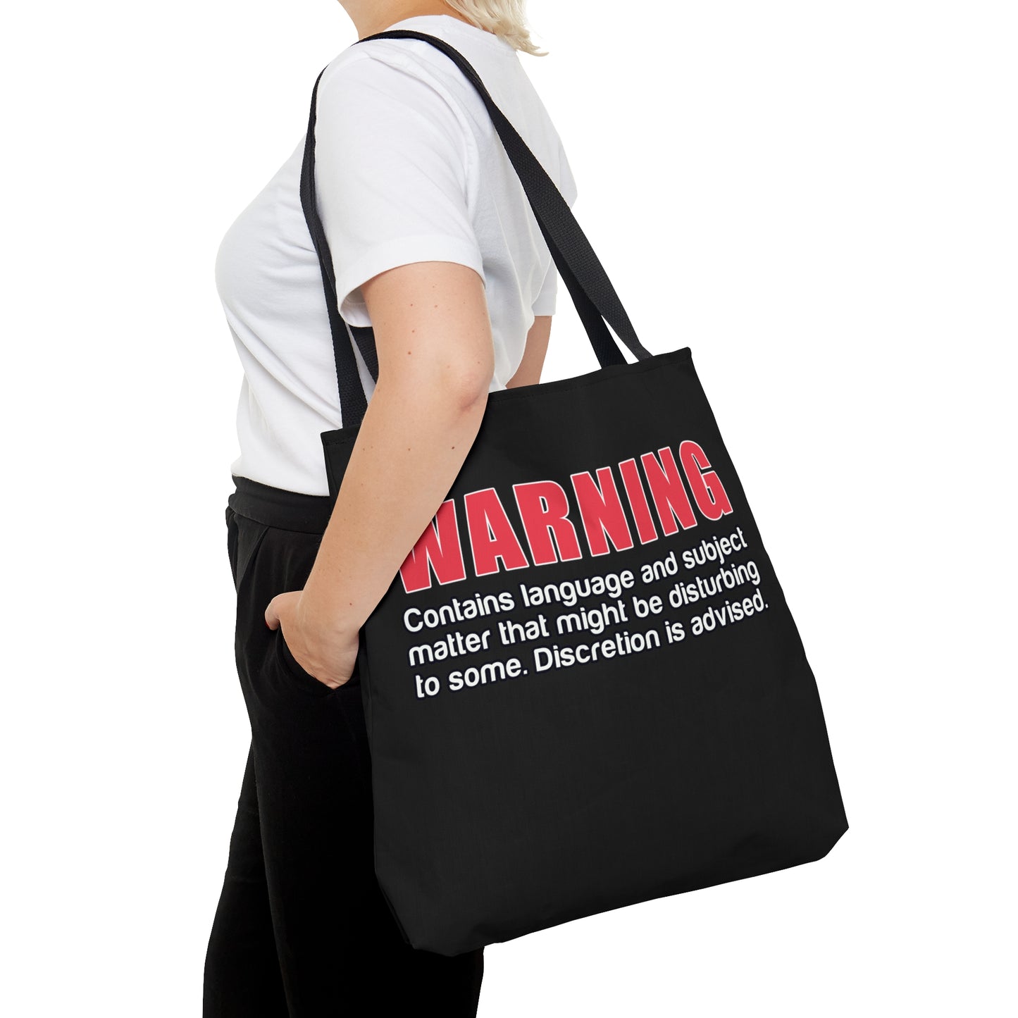 Warning Discretion Advised Rewd Tees Tote Bag (AOP)