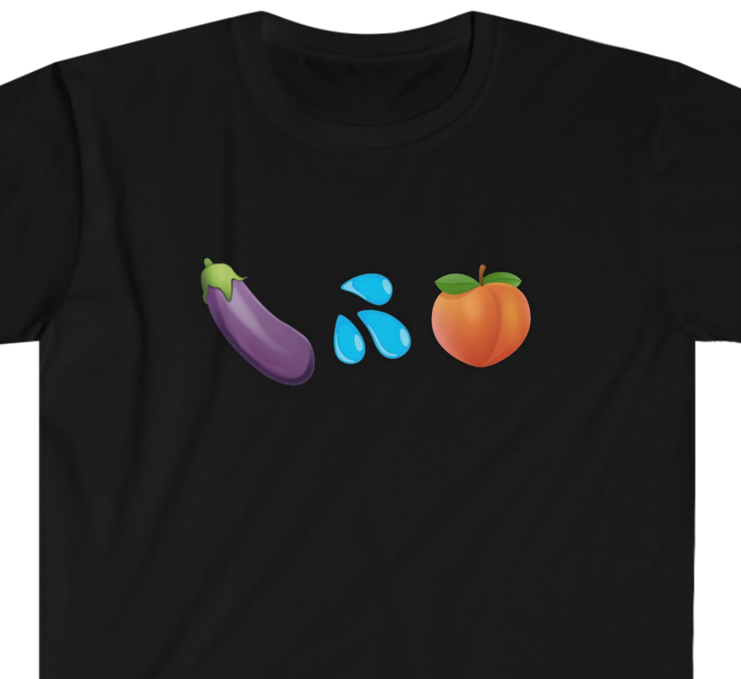 Eggplant Splash Peach Unisex Softstyle funny T-Shirt