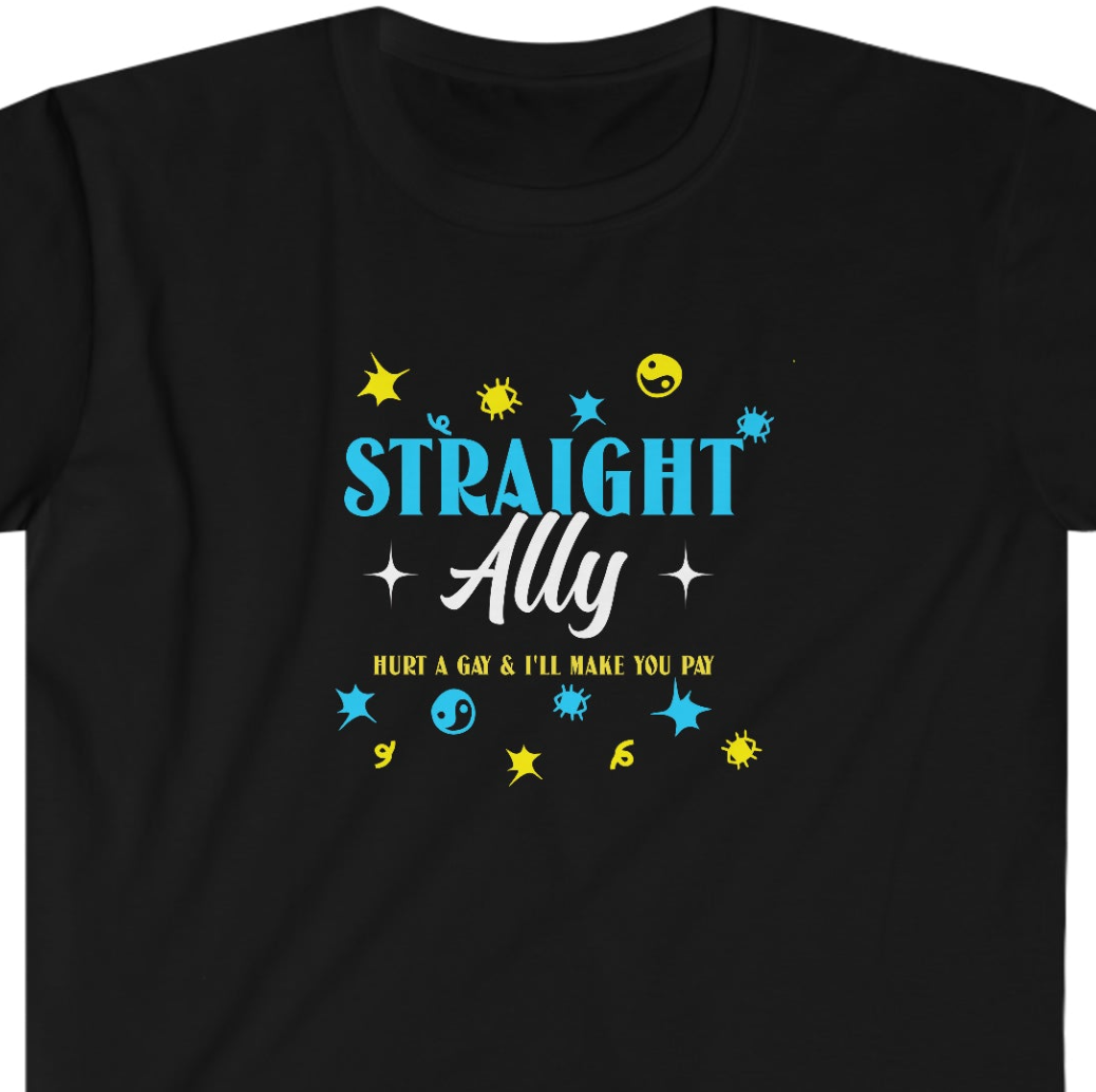 Rewd Tees Straight Ally T-shirt Unisex Gay Pride Month Softstyle T-Shirt