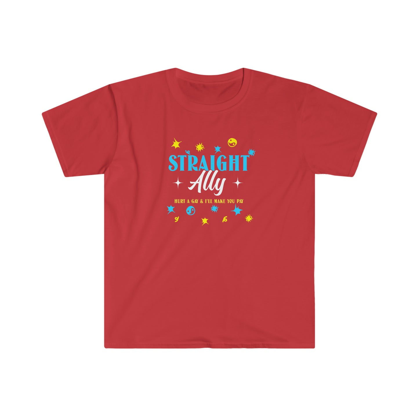 Rewd Tees Straight Ally T-shirt Unisex Gay Pride Month Softstyle T-Shirt