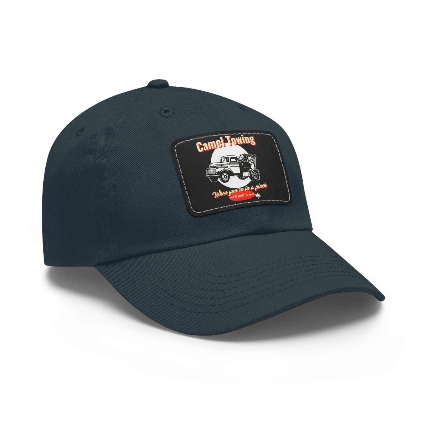 Camel Towing funny baseball cap with Leather Patch (Rectangle)