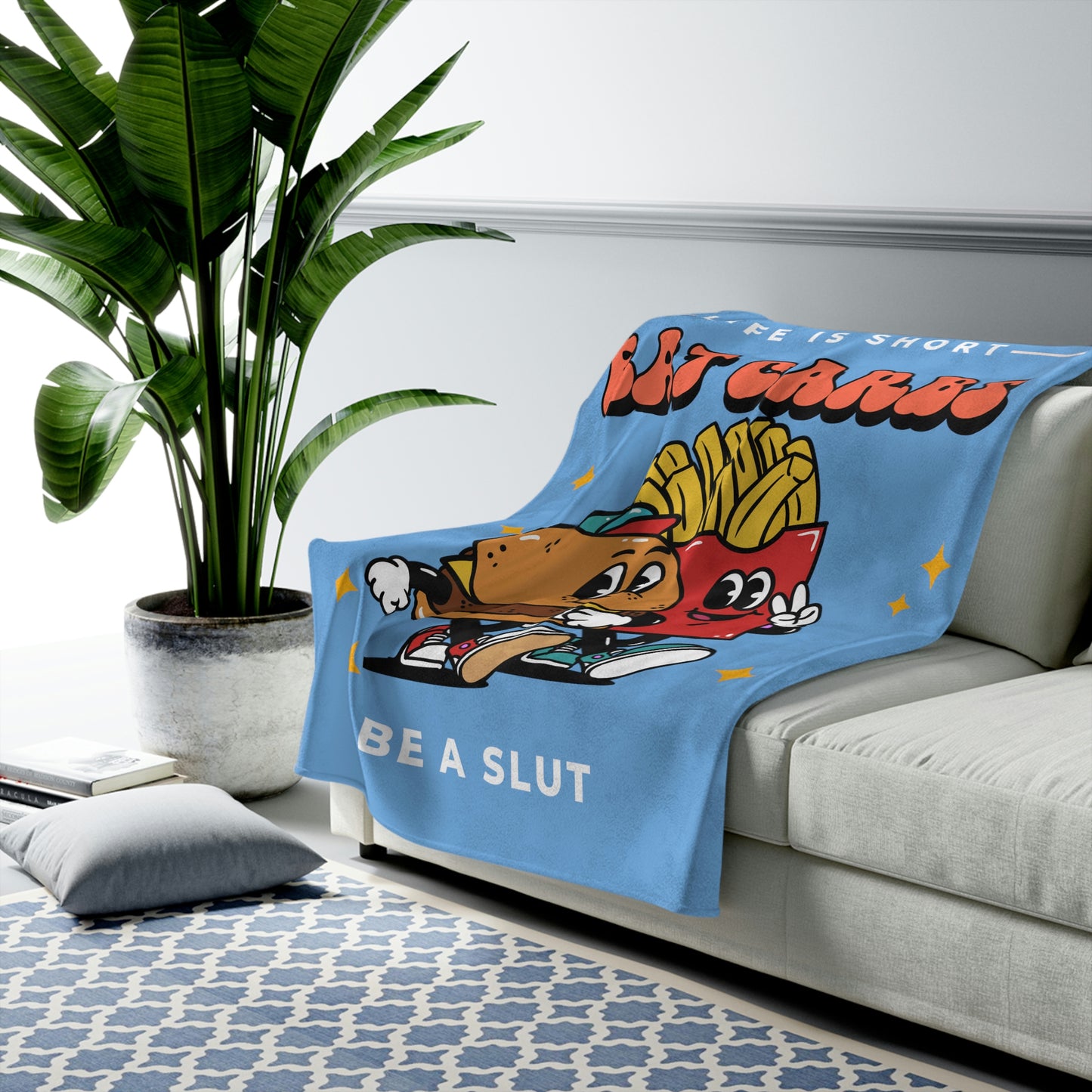 Eat Carbs Be a Slut Velveteen Plush Blanket