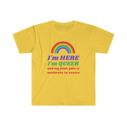 I'm Here I'm Queer LGBT Unisex Softstyle T-Shirt