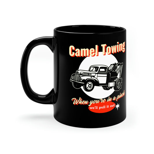 Camel Towing funny 11oz Black Mug