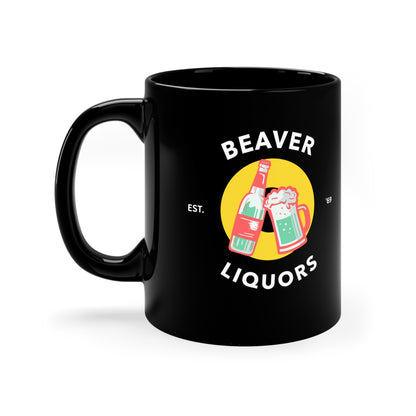 Rewd Tees Beaver. Liquors 11oz Black funny Mug