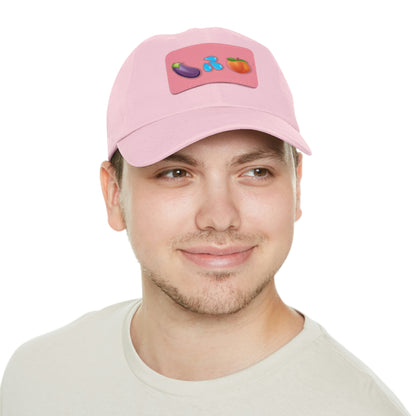 Eggplant Splash Peach Emoji funny Dad Hat with Leather Patch