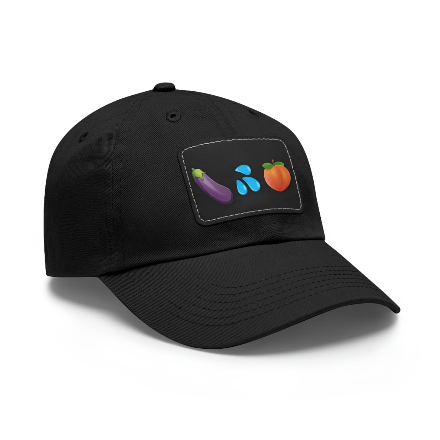 Eggplant Splash Peach Emoji funny Dad Hat with Leather Patch