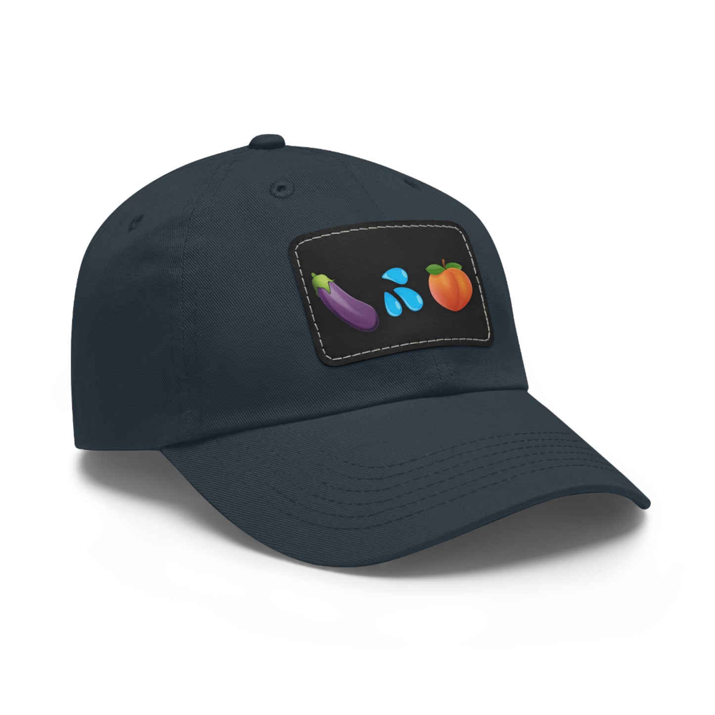 Eggplant Splash Peach Emoji funny Dad Hat with Leather Patch