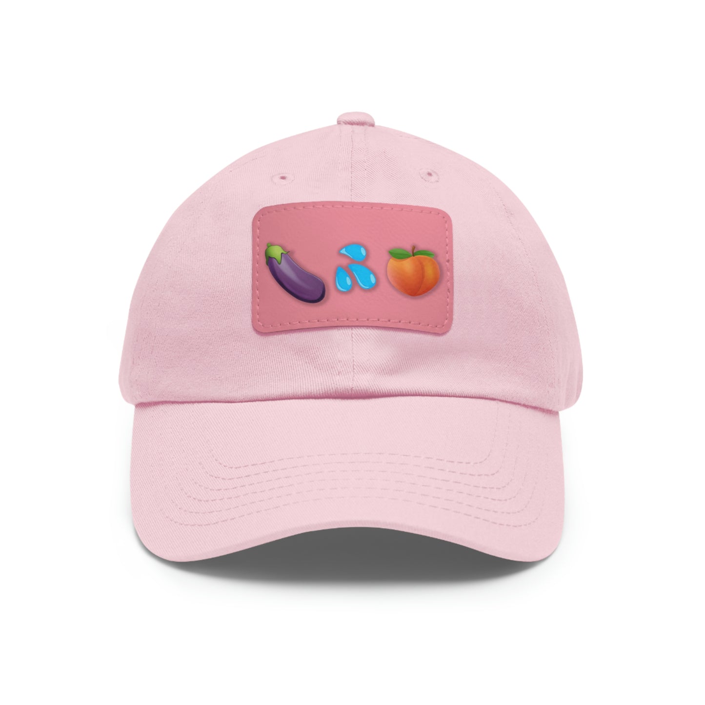 Eggplant Splash Peach Emoji funny Dad Hat with Leather Patch